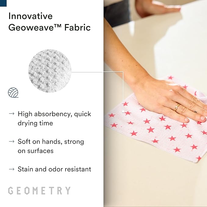 GEOMETRY Dishcloth – Patriotic Collection – Quick-Dry, Ultra-Absorbent, Reusable Microfiber Kitchen Towels for Drying & Cleaning - Old Glory - 3-Pieces