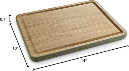 EVA SOLO | Green Tool Bamboo Cutting Board with Juice Groove | Anti-slip with silicone pads and deep juice groove | FSC-certified bamboo | Danish Design & Functionality