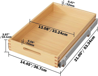 Pull Out Drawers for Cabinets 15"W x 21"D, Slide Out Wood Drawer Shelf, Heavy Duty Caddy Pull Out Cabinet Organizer, Base Cabinet Organization for Kitchen, Pantry