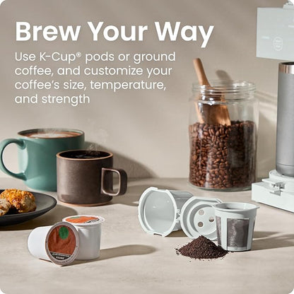 Chefman Caffeinator Single Serve Coffee Maker, Brew Kcups & Grounds, Drip Coffee Machine with Brew Strength Settings, Iced Coffee Function, 45 oz. Removable Water Reservoir