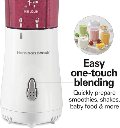Hamilton Beach Portable Blender for Shakes and Smoothies,14 Oz BPA Free Travel Cup & Lid,Durable Stainless Steel Blades,Personal Smoothie Blender,2 Jars - White (51102V),(Pack of 2)