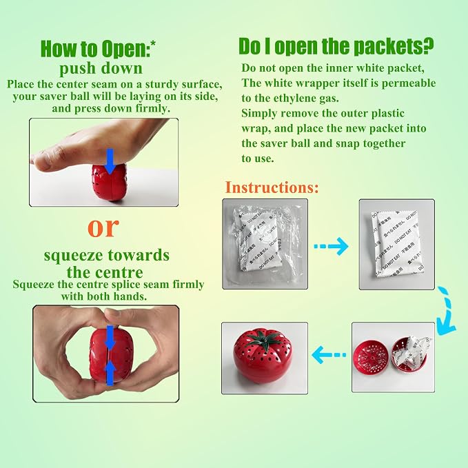 Produce Freshness Preserver Saver Kit- Keep Fruits and Vegetables Fresh Longer, Ethylene Gas and Odor Absorber in Refrigerator (2 Pack)