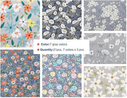 Charm Packs for Quilting 5 Inch Clearance, Quilting Cotton Fabric Squares Precut Blue and Grey Color Fabric Bundles for Craft DIY …