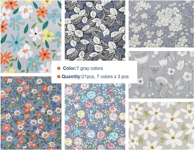 42 Pcs Blue Floral Cotton Fabric Squares 10 x 10 Inch, Precut Quilting Fabric Bundle, 14 Prints Layer Cake Fabric Squares for Quilting, Patchwork, Sewing, DIY Crafts