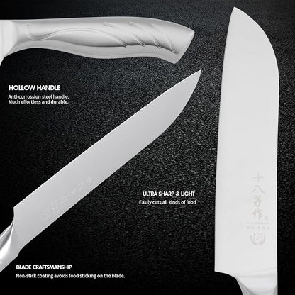 SHI BA ZI ZUO Santoku knife and fruit knife, 2-piece professional kitchen knife set Chef's knife with ergonomic stainless steel handle for kitchen
