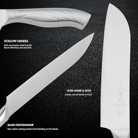 SHI BA ZI ZUO Santoku knife and fruit knife, 2-piece professional kitchen knife set Chef's knife with ergonomic stainless steel handle for kitchen