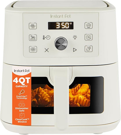 Instant Pot 4Qt VORTEX 6-in-1 Mini Air Fryer, Custom Program Options, Air Fry, Broil, Roast, Dehydrate, Bake, Reheat, Sea Salt, 4 Quarts