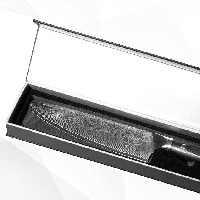 Chef Knife 8 inch -Japanese VG10 Steel 67 Layer Damascus Chef Knife-Razor Sharp Kitchen Knife Ergonomic G10 Handle with Sheath