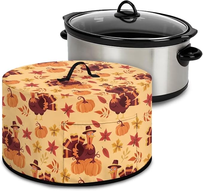 Pumpkins Turkeys Slow Cooker Dust Cover Compatible with 6-8 qt Crock for Pot Small Kitchen Appliance Decor Dust Cover Thanksgiving Decor