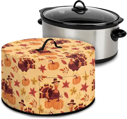 Pumpkins Turkeys Slow Cooker Dust Cover Compatible with 6-8 qt Crock for Pot Small Kitchen Appliance Decor Dust Cover Thanksgiving Decor