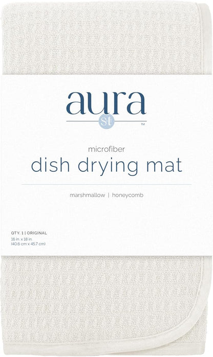 S&T INC. Dish Drying Mat, 16” x 18”, Absorbent Microfiber Kitchen Counter Mat, Dish Drying Pad for Dishes, Utensils, Pots and Pans, Large, Cream