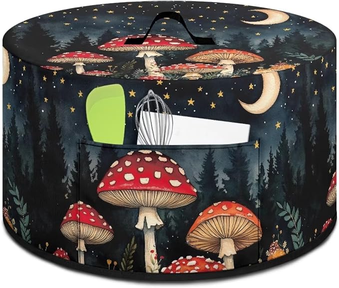 Mushroom Moon Slow Cooker Cover for Pot Dust Cover Fits for Most 6-8 Quart Oval Slow Cooker Dustproof Small Appliance Accessories Decor