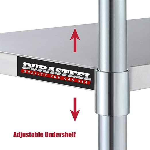 DuraSteel Galvanized Under Shelf for Work Tables - Extra Adjustable Lower Shelf for 24" x 60" Stainless Steel and Wooden Worktables - Fits for use in Restaurant, Warehouse, Home, Kitchen, Garage