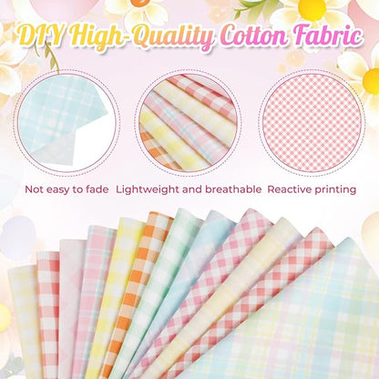 Tatuo 30 Pcs 10 x 10 Inches Pastel Gingham Cotton Fabric Bundle Squares Patchwork Checkered Fabric Sewing Quilting Bundles Assorted Pattern Cloth for DIY Scrapbook Craft Making