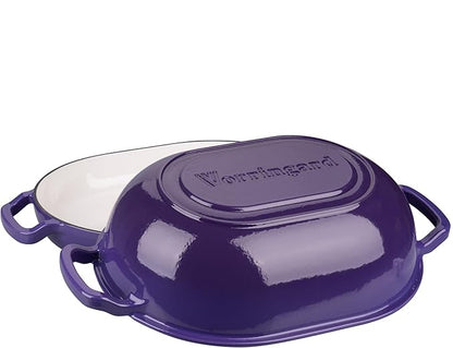 VORRINGARD Enameled Cast Iron Sourdough Bread Oven, Dutch Oven, Loaf Cast Iron Bread Pan for Homemade Bread Baking, Meatloaf Pan with Lid, 7QT, Purple