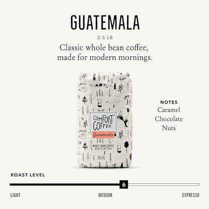 Mt. Comfort Coffee Guatemala Medium Roast, 2.5lb - Sourced From Small, Guatemalan Coffee Farms - Flavor Notes of Chocolate & Caramel - Roasted Whole Beans