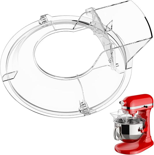 GVODE Pouring Shield for KitchenAid Mixer & Splash Guard Attachment - Universal Fits 5.5-8QT Bowl-Lift Stand Mixers, Compatible with Professional 600/650/6500 Design Series, Only Stainless Steel Bowl