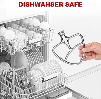 Stainless Steel Flat Beater for KitchenAid Mixer, Paddle Attachment for Tilt-Head Stand Mixer Fits 4.5-5 QT Mixing Bowl, Beater Replacement, Dishwasher Safe by GVODE