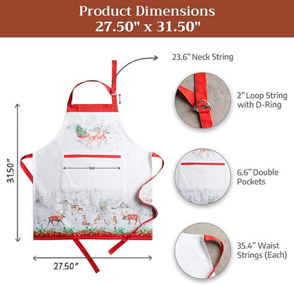 Maison d' Hermine 100% Cotton Apron for women with Pocket Kitchen Chef Apron for Men Cooking Spring Summer