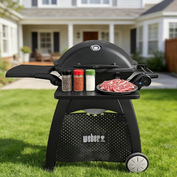 Utheer Folding Front Shelf for Weber Q Series Grills, 13.8" x 9" Heavy-Duty Steel BBQ Prep Table, Supports Up to 60 lbs, Space-Saving Foldable Front Shelf for Weber Q1000 Q1200 Q2000 Q3000