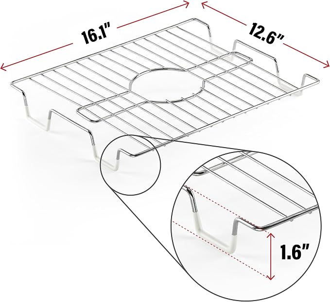 DecorRack Sink Protector for Kitchen Sink, 16" x 13" Metal Dish Drying Rack, Grate with Center Drain, Protects from Stains, Scratches, Dishwasher Safe, Large Size (2 Pack, Chrome)