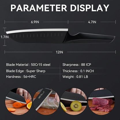 Chef Knife 7 Inch Sharp Santoku Knife for All Around Food, Cooking Gadgets with High End Gift Box, Perfect Gifts for Men and Women, Parents
