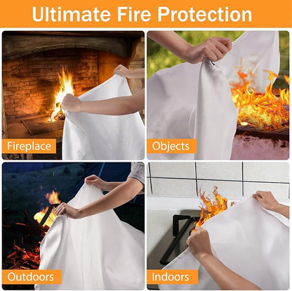 kanhiro Fire Blanket Emergency for Home Kitchen - Fiberglass Fire Suppression Blanket Great for School, Fireplace, Grill, Car, Office, Warehouse (6 Pack, 39 in X 39 in)