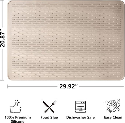 Stove Top Cover for Electric Stove- Range Covers for Electric Stove,Silicone XXL Dish Drying Mat, Glass Cooktop Covers, Flat RV Range top Mats (Taupe Thickened, 30"x21")