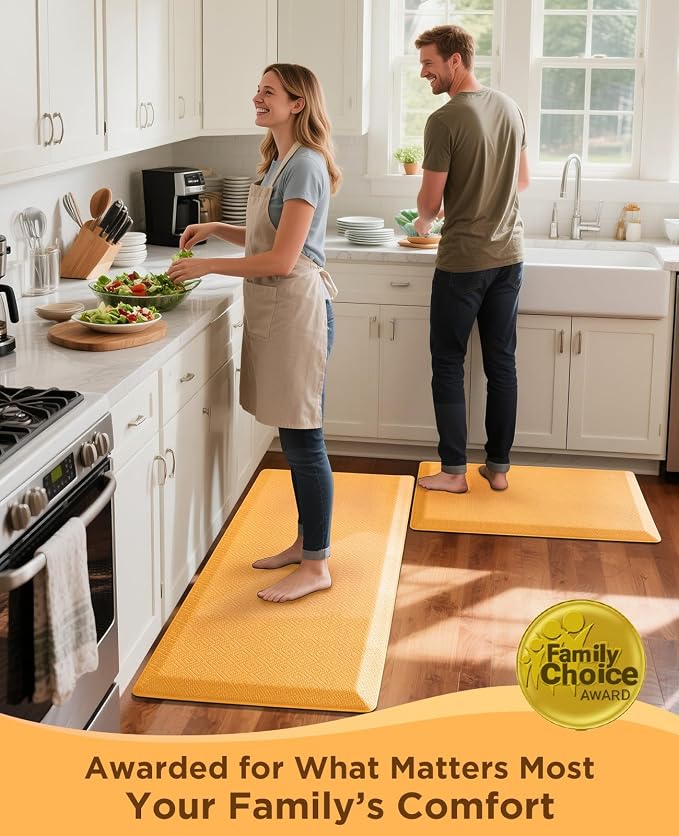 Ophanie Kitchen mats for Floor, 3/4 inch Thick, Kitchen Rugs, 20''x39'' Anti Fatigue Standing Cushioned Mat, Waterproof,Comfort Ergonomic mat for Office, Home, Sink,Orange Non-Slip Bottom