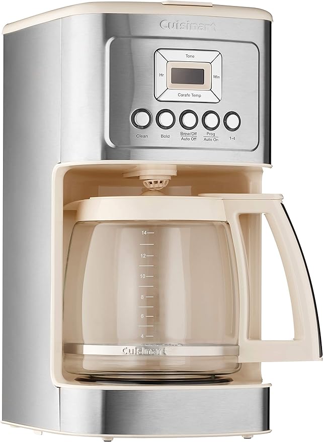Cuisinart Coffee Maker, 14-Cup Glass Carafe, Fully Automatic for Brew Strength Control & 1-4 Cup Setting, Stainless Steel, DCC-3200CRM, Cream