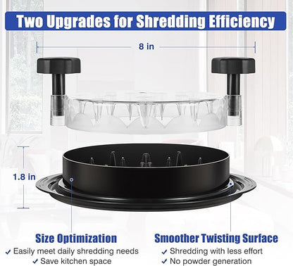 Chicken Shredder Tool Twist: 2026 Pro Food-Grade Visible Meat Shredder with Strong Anti-Slip Base, Ergonomic Handle, Chicken Breast Shredder, Suitable for Pork Beef Chicken - Black