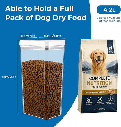 UFORU Dog Food Storage Containers with Twist Lock Lid, 4.4 Qt Airtight Cat food container, BPA-Free Stackable Kitchen Pantry Organizers and Storage, One Button Opening Pet Treat and Food Container