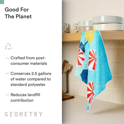 GEOMETRY Spring Kitchen Towels - Double Sided, Quick Dry Microfiber Cloth - Spring & Summer Dish Towels for Kitchen Drying - Premium Quick Dry Towel - Bubbling, 18" x 30" - 1-Pack