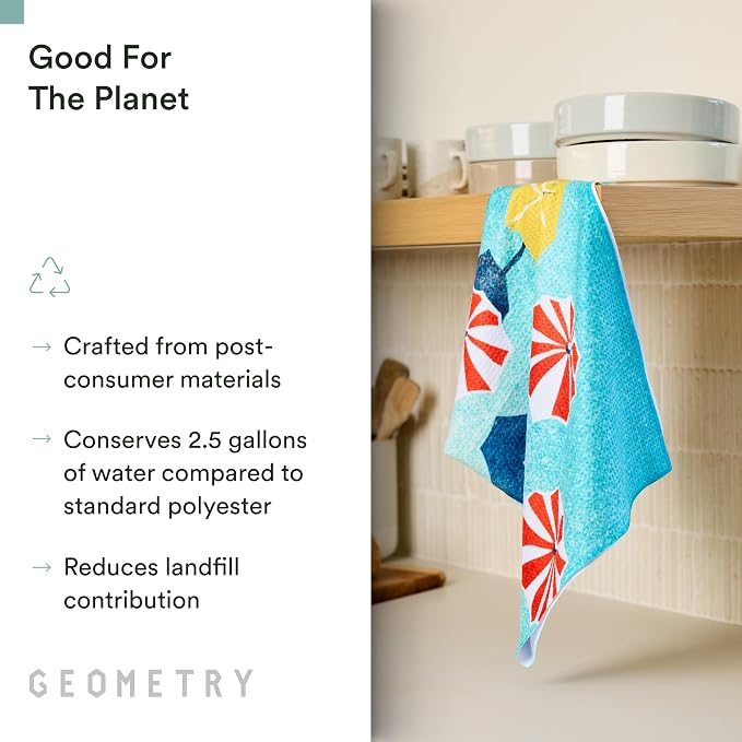 GEOMETRY Spring Kitchen Towels - Double Sided, Quick Dry Microfiber Cloth - Spring & Summer Dish Towels for Kitchen Drying - Premium Quick Dry Towel - Dancy, 18" x 30" - 1-Pack