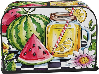 Summer Lemon Watermelon Toaster Cover 2 Slice Wide Slot Washable Kitchen Appliance Covers Fingerprint Bread Machine Dust Cover Small Toaster Oven Accessories Covers Bread Maker Bag Women Gift