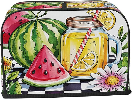 Summer Lemon Watermelon Toaster Cover 2 Slice Wide Slot Washable Kitchen Appliance Covers Fingerprint Bread Machine Dust Cover Small Toaster Oven Accessories Covers Bread Maker Bag Women Gift