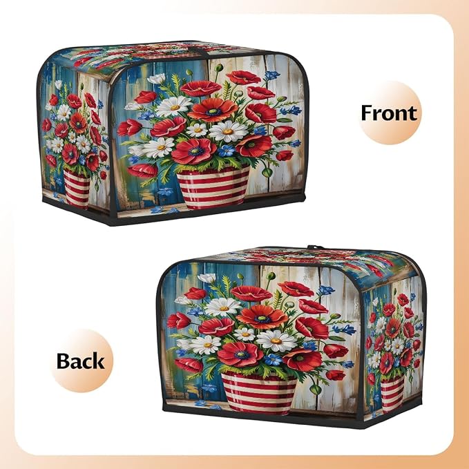 Toaster Cover 4 Slice Wide Slot kitchen 8Bread Toaster Oven Dustproof Cover Small Appliance Kitchen Covers Dust and Fingerprint Protection for Women Gift 4 Slice