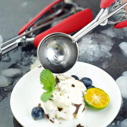 Ice Cream Scoop, 18/8 Stainless Steel Cookie Scoop, Cookie Scoops for Baking, 1.5 Tbsp/ 23ml/ 0.7 oz Cookie Dough Scoop, Ice Cream Scooper with Trigger Release, Cookie Scooper for Baking(Red)