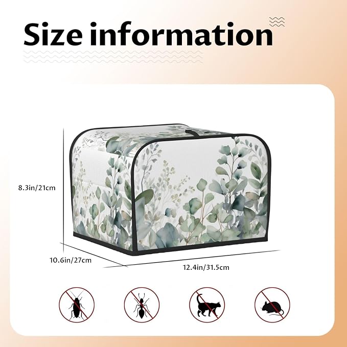 Botanical Leaves 4 Slice Toaster Cover Wide Slot Dustproof Bread Maker Cover Fingerprint Bakeware Protection Kitchen Appliance Toaster Bag