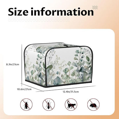 Botanical Leaves 4 Slice Toaster Cover Wide Slot Dustproof Bread Maker Cover Fingerprint Bakeware Protection Kitchen Appliance Toaster Bag