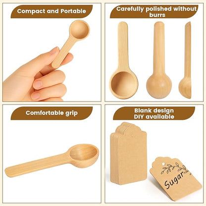 HANSGO 24PCS Mini Wooden Spoons, 3 Inches Small Bath Salt Spoon Wooden Little Teaspoons for Sugar Scrub Jars Spice Condiments Jam