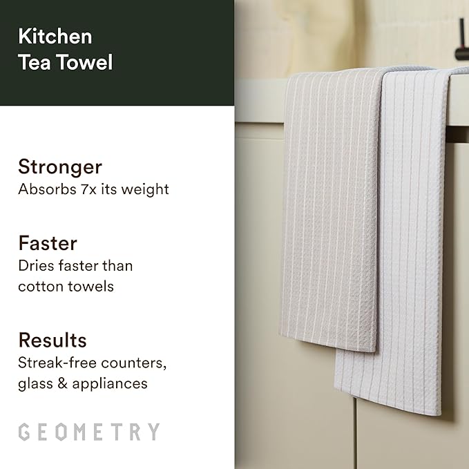 GEOMETRY Kitchen Tea Towels - Quick Dry Microfiber Dish Towels for Kitchen - Revelle 18" x 30" - 1 Pack