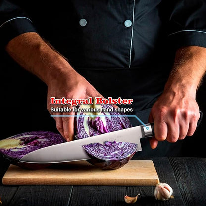 Japanese Chef Knife 10.6 inches, Professional Japanese Gyuto Knife with Black Ergonomic Handle for Household or Work