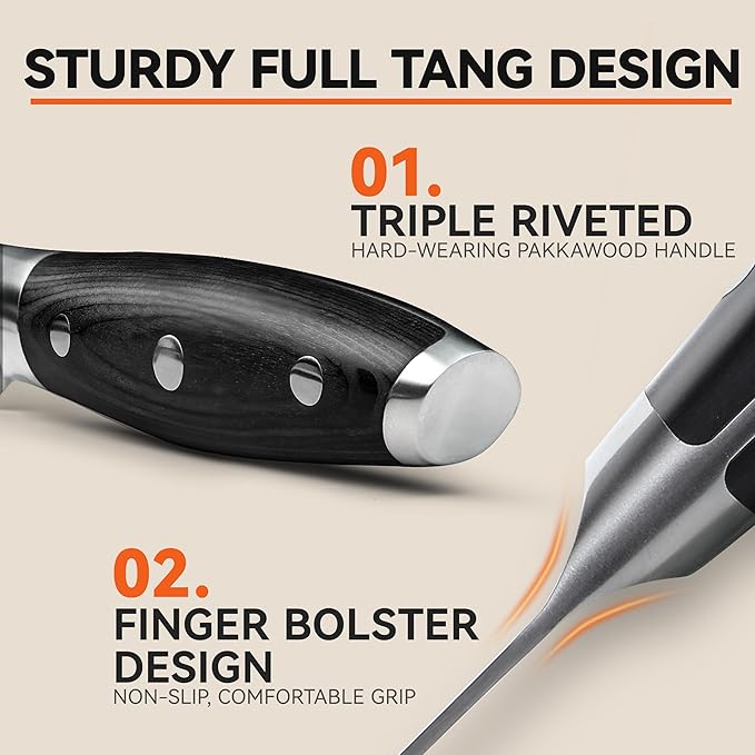 TUO Boning Knife, 6 inch Fillet Knife for Trimming Fat from Meat, Deer Skinning, Full Tang Handle, High Carbon German Steel, for Poultry Lamb Meat Cutting - Black Hawk Series
