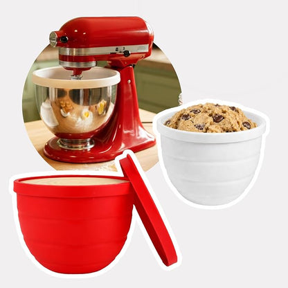 Silicone Bowl Liners for KitchenAid 5Qt Tilt-Head Mixer – Thick Reusable Mixing Bowl Inserts with Lids, Easy to Clean, Heat Resistant Silicone Mixing Bowls Liner - 2 Pack