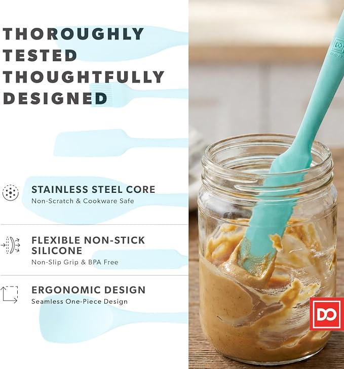 DI ORO 6-Piece Silicone Spatula Set - Rubber Kitchen Utensils for Baking, Cooking & Mixing - Heat-Resistant 600°F BPA Free Spatulas for Nonstick Cookware - Dishwasher Safe (Teal)