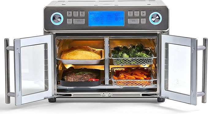Emeril Lagasse Dual Zone 360 Air Fryer Oven Combo with French Door, 25 QT Extra Large, Cook Two Foods in Different Ways, Up to 60% Faster from Frozen to Finish