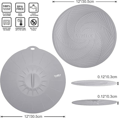 Walfos Silicone Microwave Mat & Lid Set, Heat Resistant Multi-Purpose Trivet Mat and Seal Lids, Non-Slip and BPA Free, Perfect for Oven and Hot Pan