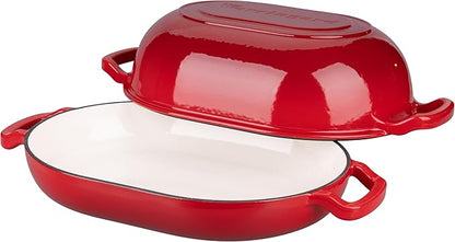 VORRINGARD Enameled Cast Iron Sourdough Bread Oven, Dutch Oven, Loaf Cast Iron Bread Pan for Homemade Bread Baking, Meatloaf Pan with Lid, 7QT, Red