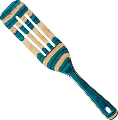 Baltique Mykonos 13 Inch Wooden Slotted Spurtle Spatula – Colorful Layered Birch Cooking Utensil for Stirring, Mixing & Serving